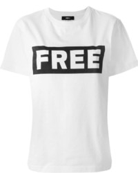 Женская бело-черная футболка с круглым вырезом с принтом от Yang Li