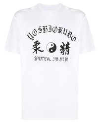 Мужская бело-черная футболка с круглым вырезом с принтом от Yoshiokubo