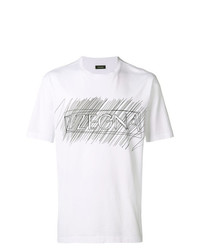 Мужская бело-черная футболка с круглым вырезом с принтом от Z Zegna