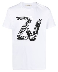Мужская бело-черная футболка с круглым вырезом с принтом от Zadig & Voltaire