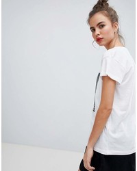 Женская бело-черная футболка с круглым вырезом с принтом от Blend She