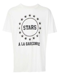 Мужская бело-черная футболка с круглым вырезом с принтом от À La Garçonne