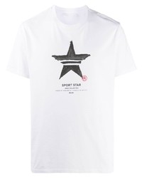 Мужская бело-черная футболка с круглым вырезом со звездами от Neil Barrett