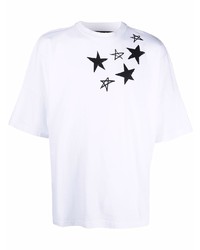 Мужская бело-черная футболка с круглым вырезом со звездами от Palm Angels
