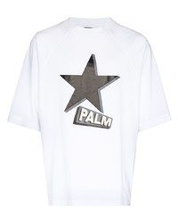 Мужская бело-черная футболка с круглым вырезом со звездами от Palm Angels