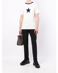 Мужская бело-черная футболка с круглым вырезом со звездами от agnès b.
