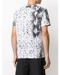 Мужская бело-черная футболка с круглым вырезом со змеиным рисунком от Just Cavalli