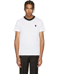 Мужская бело-черная футболка с круглым вырезом от Alexander McQueen