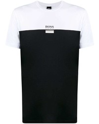 Мужская бело-черная футболка с круглым вырезом от BOSS HUGO BOSS
