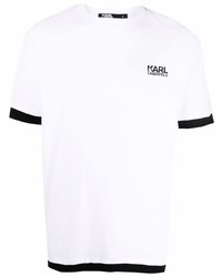 Мужская бело-черная футболка с круглым вырезом от Karl Lagerfeld
