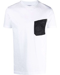 Мужская бело-черная футболка с круглым вырезом от Les Hommes
