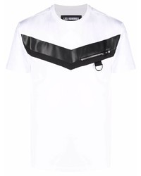 Мужская бело-черная футболка с круглым вырезом от Les Hommes