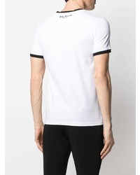 Мужская бело-черная футболка с круглым вырезом от Balmain