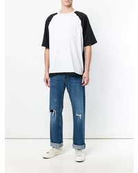 Мужская бело-черная футболка с круглым вырезом от Maison Margiela