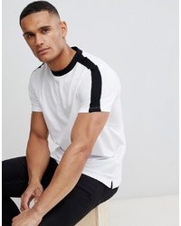 Мужская бело-черная футболка с круглым вырезом от New Look