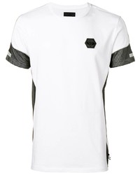 Мужская бело-черная футболка с круглым вырезом от Philipp Plein