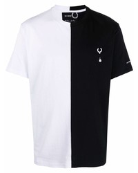 Мужская бело-черная футболка с круглым вырезом от Raf Simons X Fred Perry