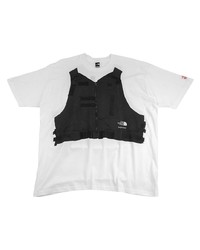 Мужская бело-черная футболка с круглым вырезом от Supreme