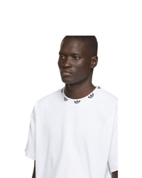 Мужская бело-черная футболка с круглым вырезом от adidas Originals