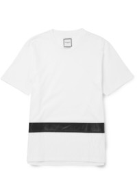 Мужская бело-черная футболка с круглым вырезом