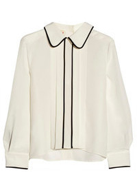 Женская бело-черная шелковая классическая рубашка от Marni