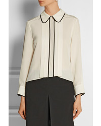 Женская бело-черная шелковая классическая рубашка от Marni