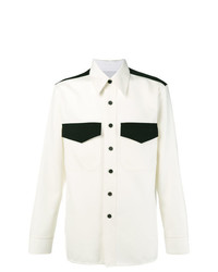 Мужская бело-черная шерстяная рубашка с длинным рукавом от Calvin Klein 205W39nyc
