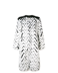 Бело-черная шуба в горизонтальную полоску от Givenchy