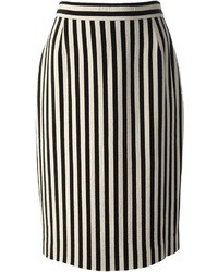 Бело-черная юбка-карандаш в вертикальную полоску от Gianfranco Ferre