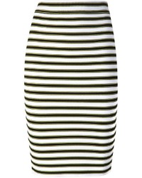 Бело-черная юбка-карандаш в горизонтальную полоску от A.L.C.