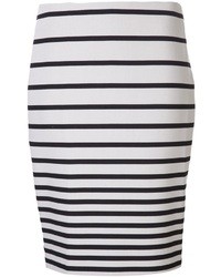 Бело-черная юбка-карандаш в горизонтальную полоску от Halston