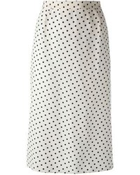 Бело-черная юбка-карандаш в горошек от Gianfranco Ferre