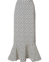 Бело-черная юбка-карандаш в горошек от Saloni