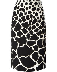 Бело-черная юбка-карандаш с леопардовым принтом от Roberto Cavalli