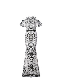 Бело-черное кружевное вечернее платье от Marchesa Notte