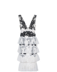Бело-черное кружевное платье-футляр от Marchesa Notte