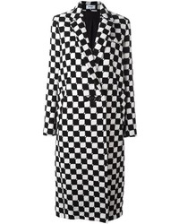 Женское бело-черное пальто в клетку от Courreges