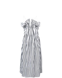 Бело-черное платье-миди в вертикальную полоску от Adam Lippes