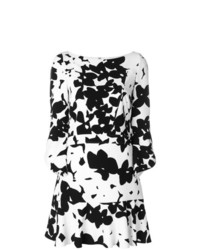 Бело-черное платье прямого кроя с принтом от Talbot Runhof