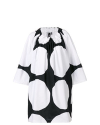 Бело-черное свободное платье в горошек от Junya Watanabe