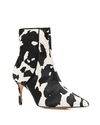 Бело-черные ботильоны из ворса пони от Schutz