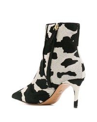 Бело-черные ботильоны из ворса пони от Schutz