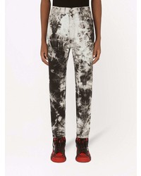 Мужские бело-черные вареные джинсы от Dolce & Gabbana