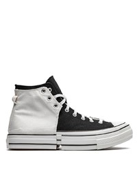 Мужские бело-черные высокие кеды из плотной ткани от Converse