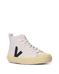 Мужские бело-черные высокие кеды из плотной ткани от Veja