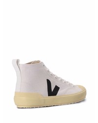 Мужские бело-черные высокие кеды из плотной ткани от Veja