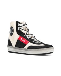 Мужские бело-черные высокие кеды от Leather Crown