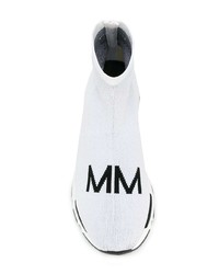 Женские бело-черные высокие кеды от MM6 MAISON MARGIELA