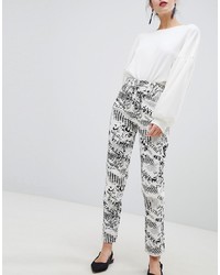 Женские бело-черные джинсы с принтом от ASOS DESIGN