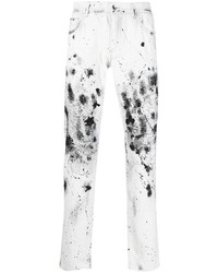 Мужские бело-черные джинсы с принтом от Dolce & Gabbana